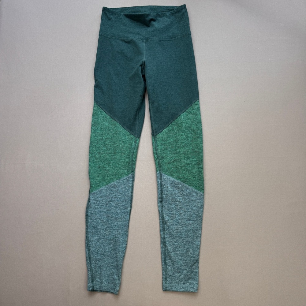 Old Navy Active Go-Dry Colorblock Leggings Green Heathered High Waisted Small